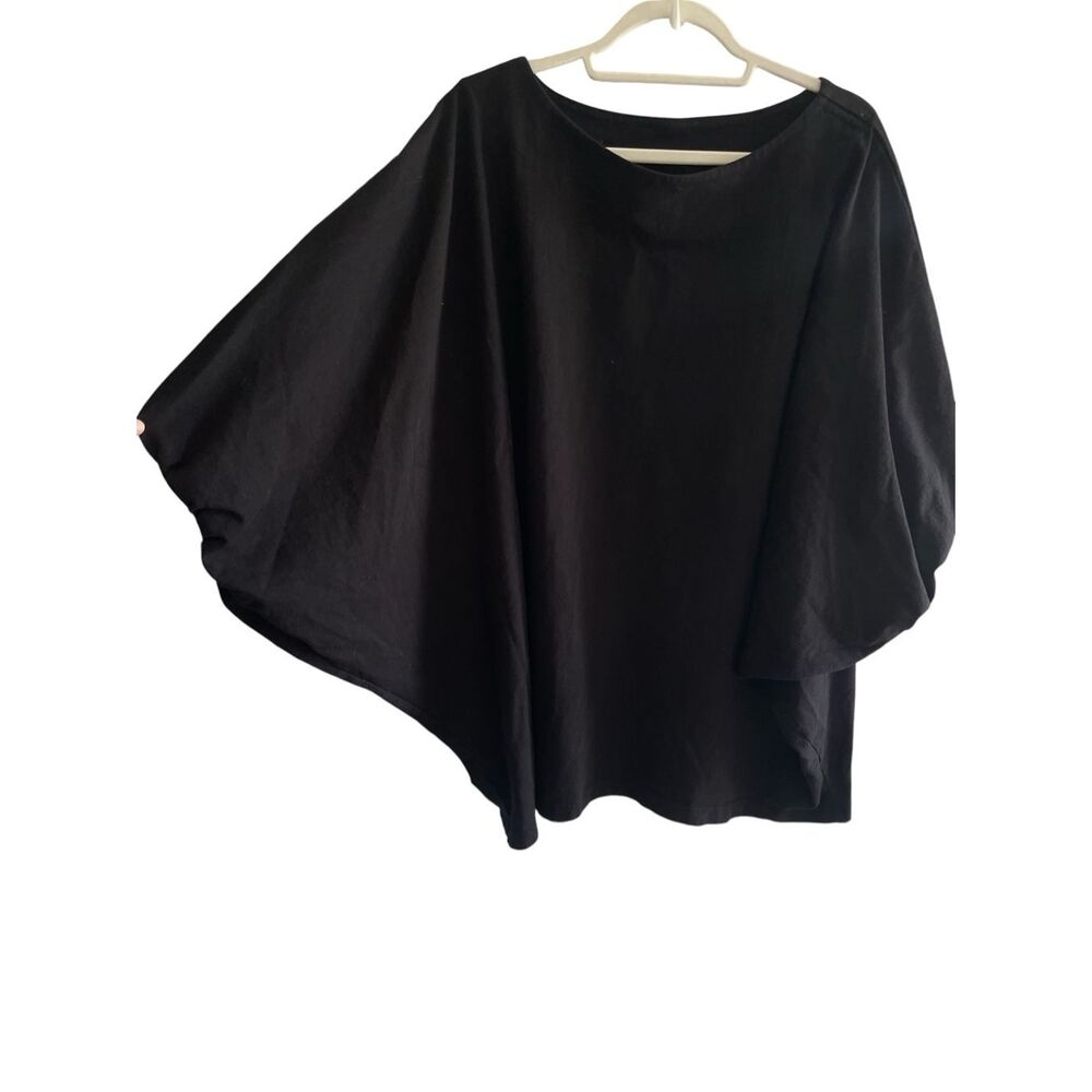 Bryn Walker Black Cotton Poncho Top Women’s Size Large Minimalist Oversized